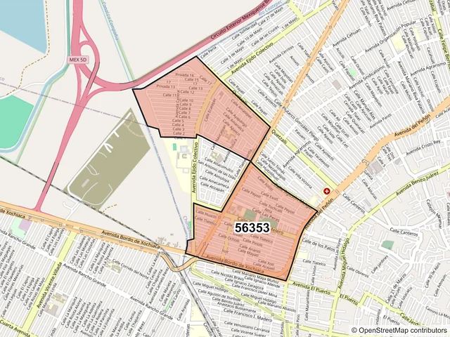 Mapa del código postal 56353, Chimalhuacán, México