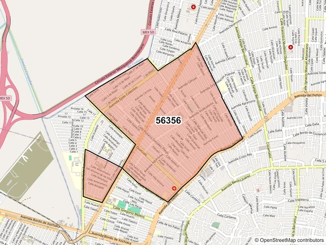Mapa del código postal 56356, Chimalhuacán, México