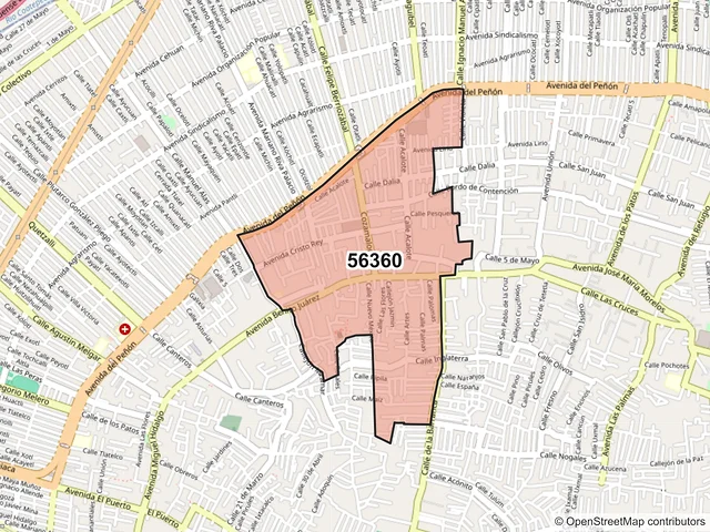 Mapa del código postal 56360, Chimalhuacán, México