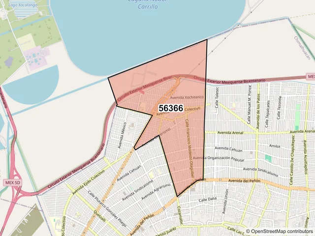 Mapa del código postal 56366, Chimalhuacán, México