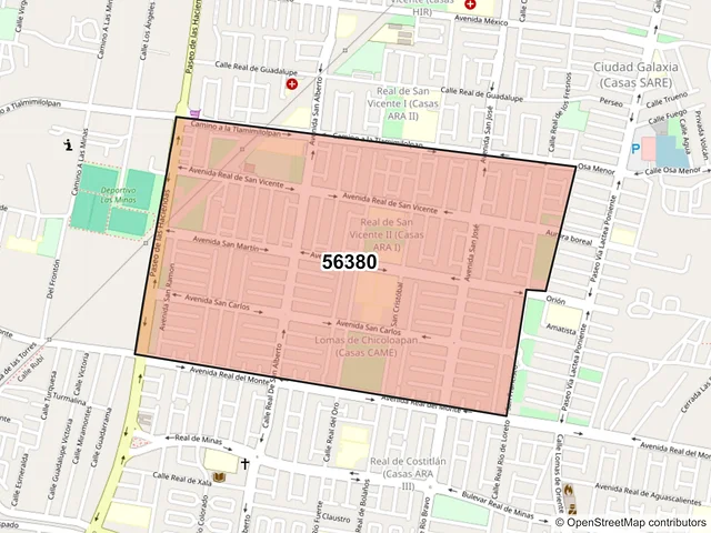 Mapa del código postal 56380, Chicoloapan, México