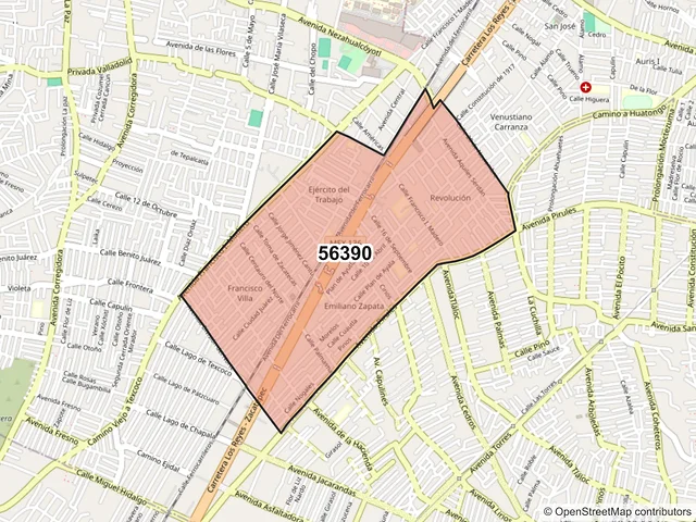 Mapa del código postal 56390, Chicoloapan, México