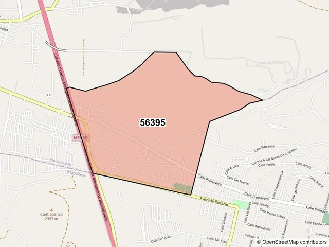 Mapa del código postal 56395, Chicoloapan, México