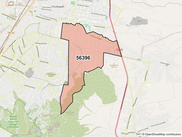 Mapa del código postal 56396, Chicoloapan, México