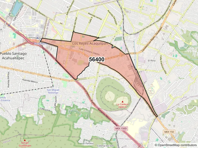 Mapa del código postal 56400, La Paz, México