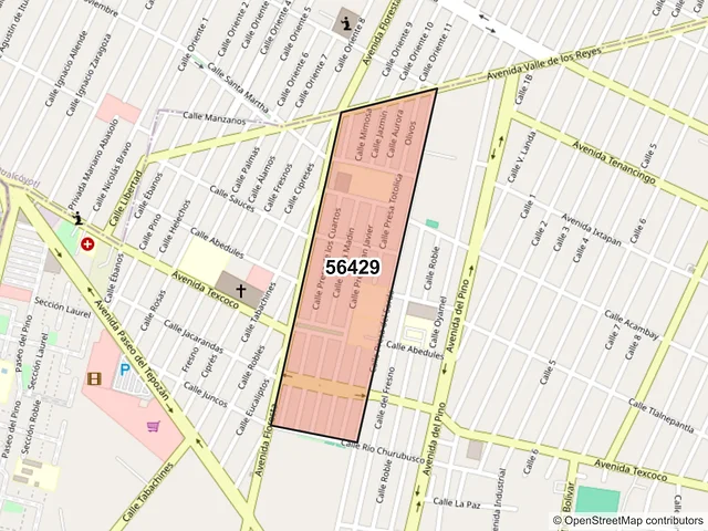 Mapa del código postal 56429, La Paz, México
