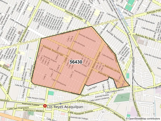 Mapa del código postal 56430, La Paz, México