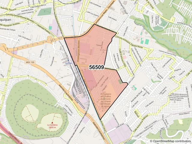 Mapa del código postal 56509, La Paz, México