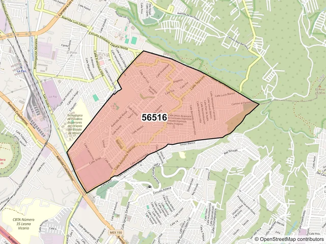 Mapa del código postal 56516, La Paz, México