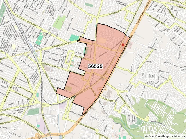 Mapa del código postal 56525, La Paz, México