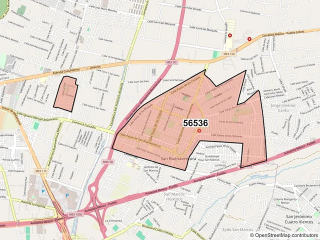 Mapa del código postal 56536, Ixtapaluca, México