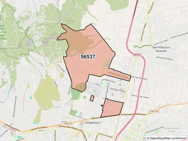Mapa del código postal 56537, Ixtapaluca, México