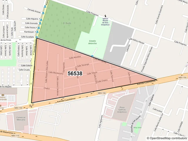 Mapa del código postal 56538, Ixtapaluca, México