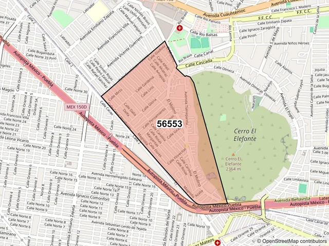 Mapa del código postal 56553, Ixtapaluca, México