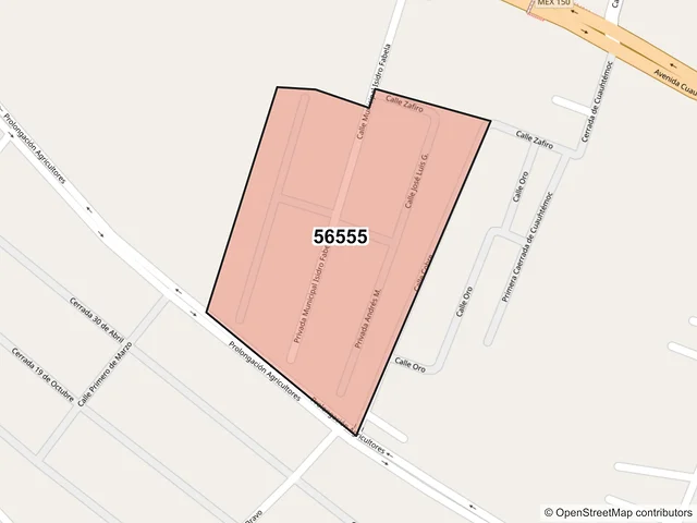 Mapa del código postal 56555, Ixtapaluca, México