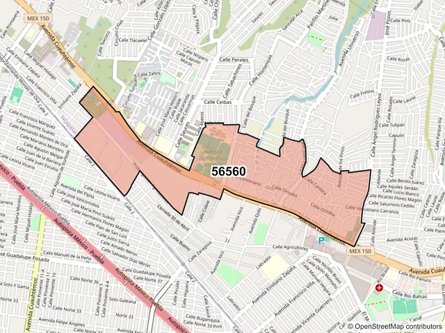 Mapa del código postal 56560, Ixtapaluca, México