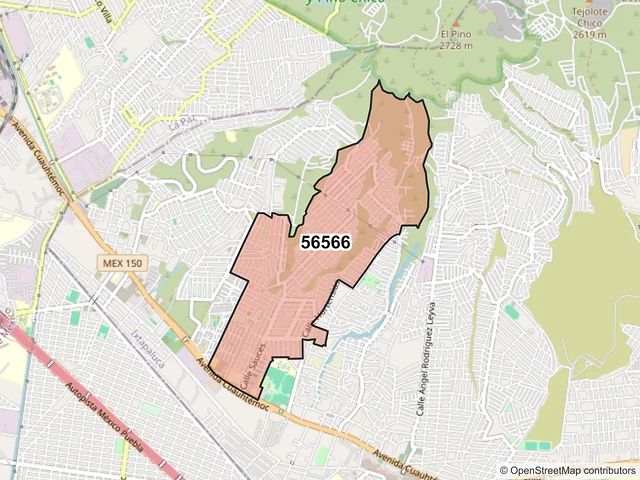 Mapa del código postal 56566, Ixtapaluca, México