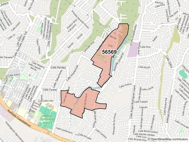 Mapa del código postal 56569, Ixtapaluca, México