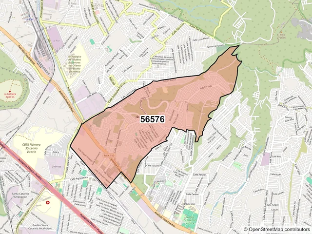 Mapa del código postal 56576, Ixtapaluca, México