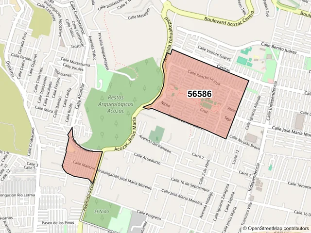 Mapa del código postal 56586, Ixtapaluca, México