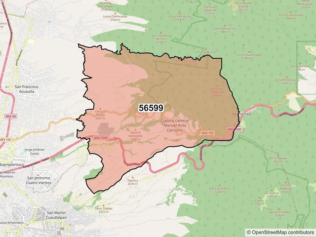 Mapa del código postal 56599, Ixtapaluca, México