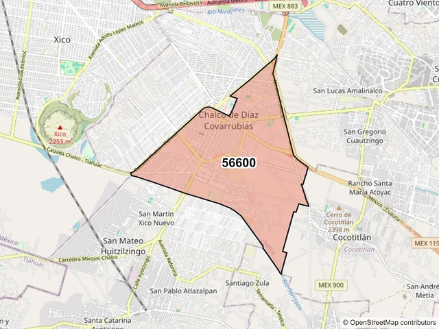 Mapa del código postal 56600, Chalco, México