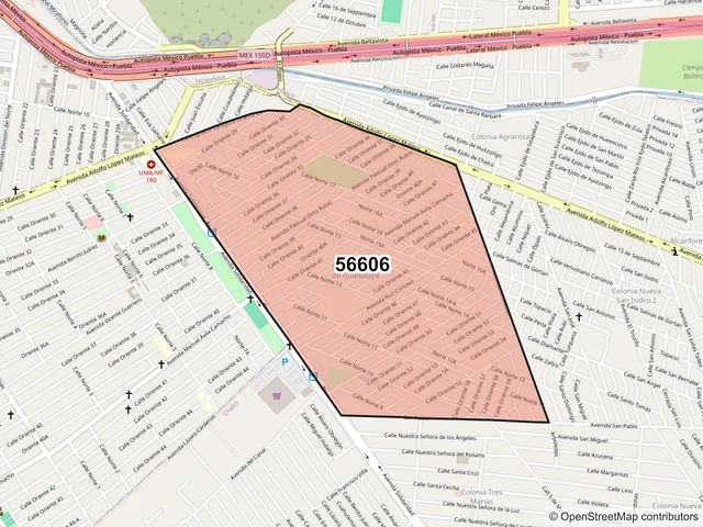 Mapa del código postal 56606, Chalco, México