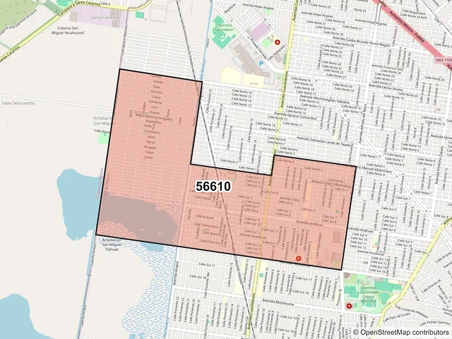 Mapa del código postal 56610, Valle de Chalco Solidaridad, México