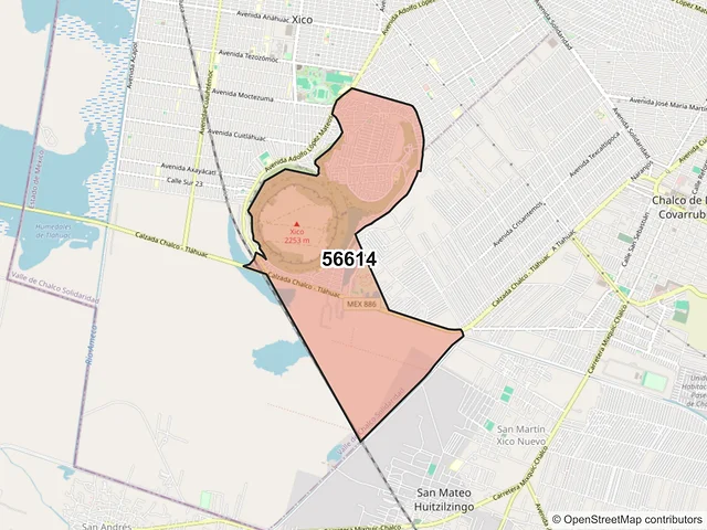 Mapa del código postal 56614, Valle de Chalco Solidaridad, México