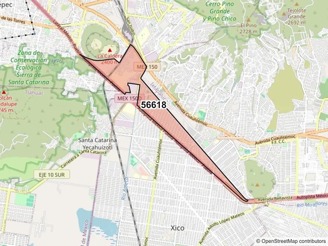 Mapa del código postal 56618, Valle de Chalco Solidaridad, México