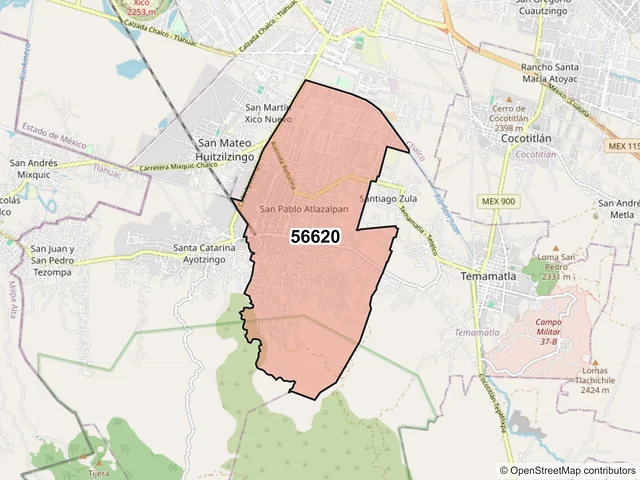 Mapa del código postal 56620, Chalco, México