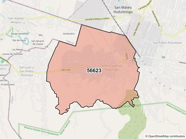 Mapa del código postal 56623, Chalco, México