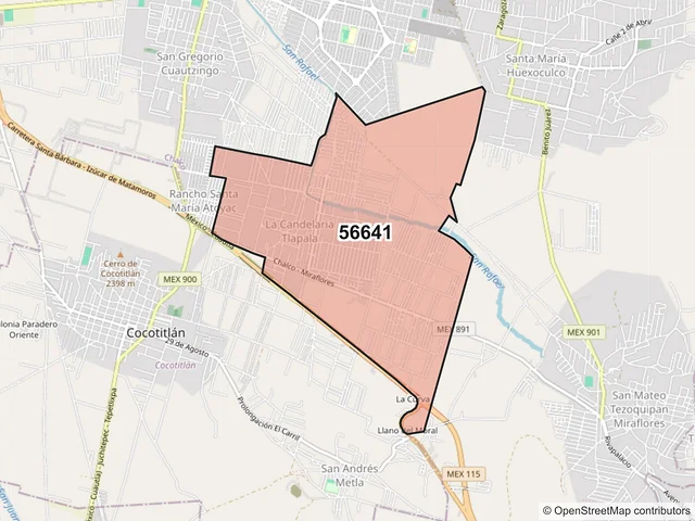 Mapa del código postal 56641, Chalco, México