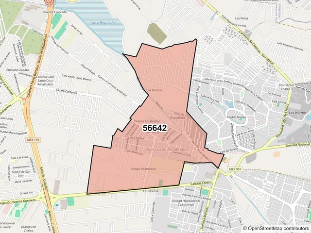 Mapa del código postal 56642, Chalco, México