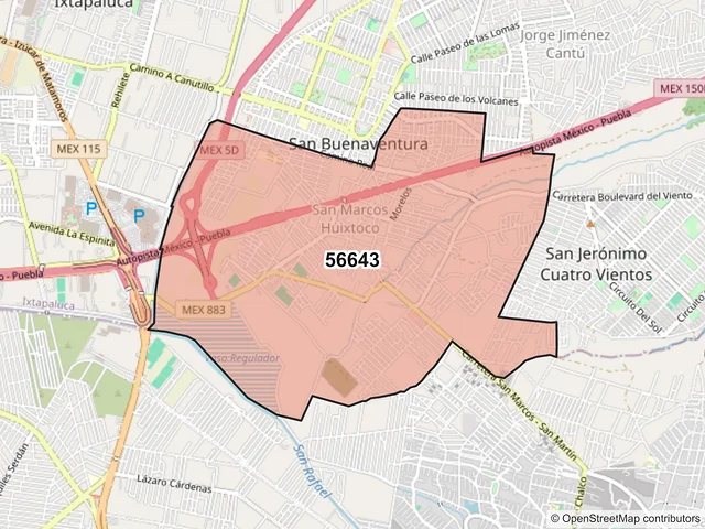 Mapa del código postal 56643, Chalco, México
