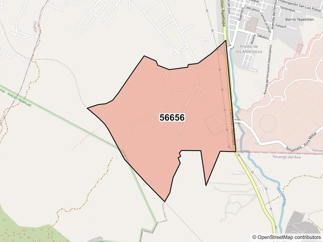 Mapa del código postal 56656, Temamatla, México