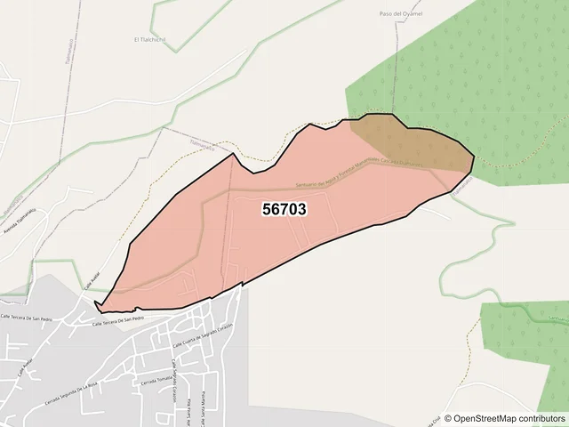 Mapa del código postal 56703, Tlalmanalco, México