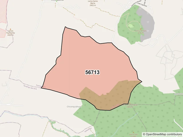 Mapa del código postal 56713, Tlalmanalco, México