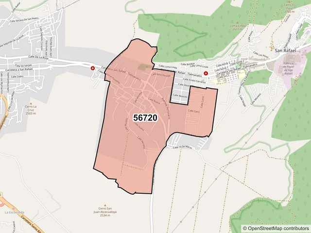 Mapa del código postal 56720, Tlalmanalco, México