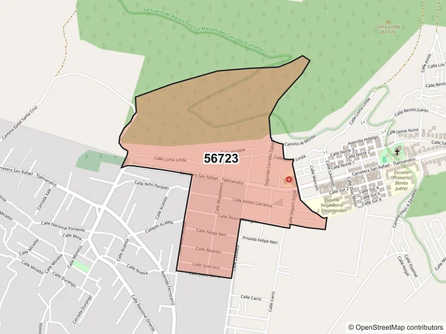Mapa del código postal 56723, Tlalmanalco, México