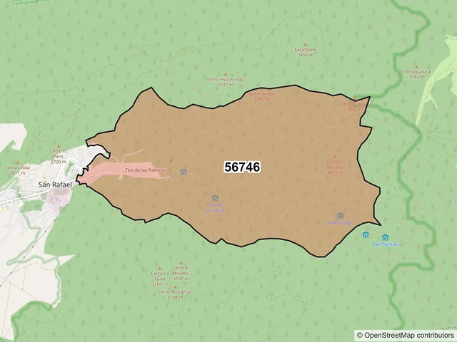 Mapa del código postal 56746, Tlalmanalco, México