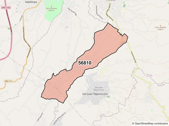 Mapa del código postal 56810, Ozumba, México
