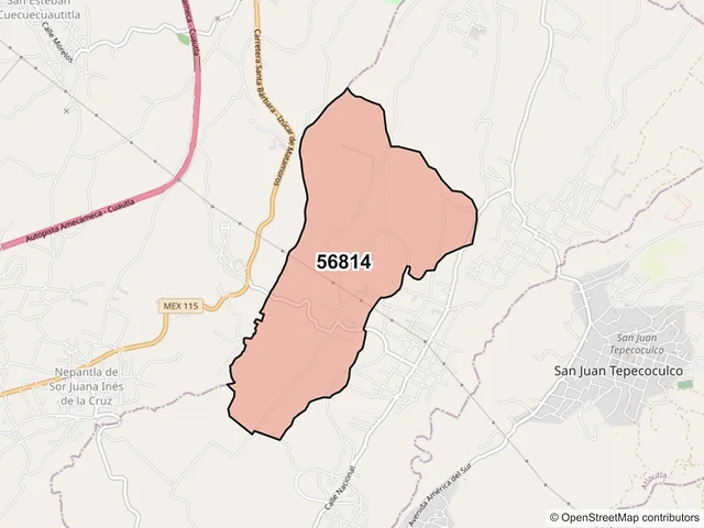 Mapa del código postal 56814, Ozumba, México