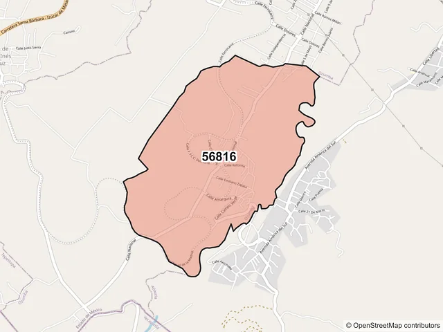 Mapa del código postal 56816, Ozumba, México