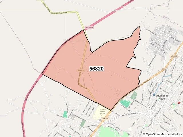 Mapa del código postal 56820, Ozumba, México