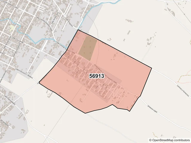 Mapa del código postal 56913, Amecameca, México