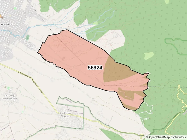 Mapa del código postal 56924, Amecameca, México