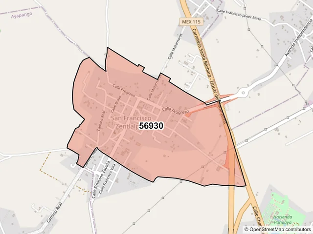 Mapa del código postal 56930, Amecameca, México