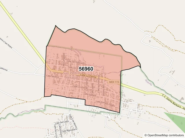Mapa del código postal 56960, Amecameca, México