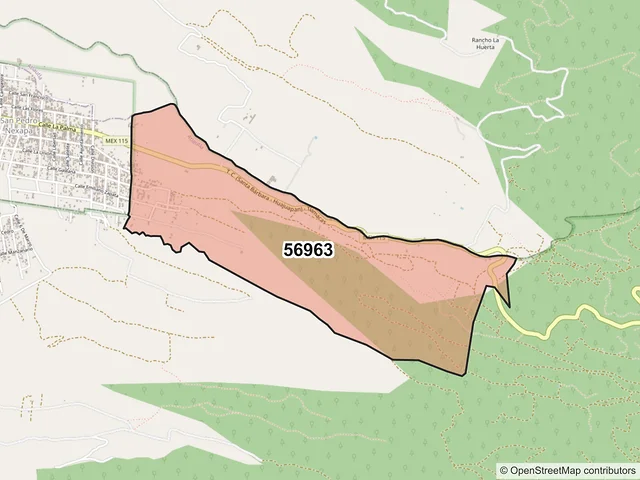 Mapa del código postal 56963, Amecameca, México